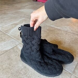 UGG Black Knit Ankle Boots